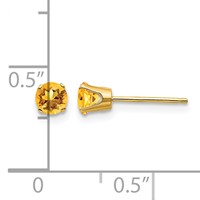 14K 4mm Yellow Gold Round November Citrine Post Earrings view 4