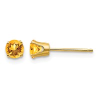 14K 4mm Yellow Gold Round November Citrine Post Earrings view 1