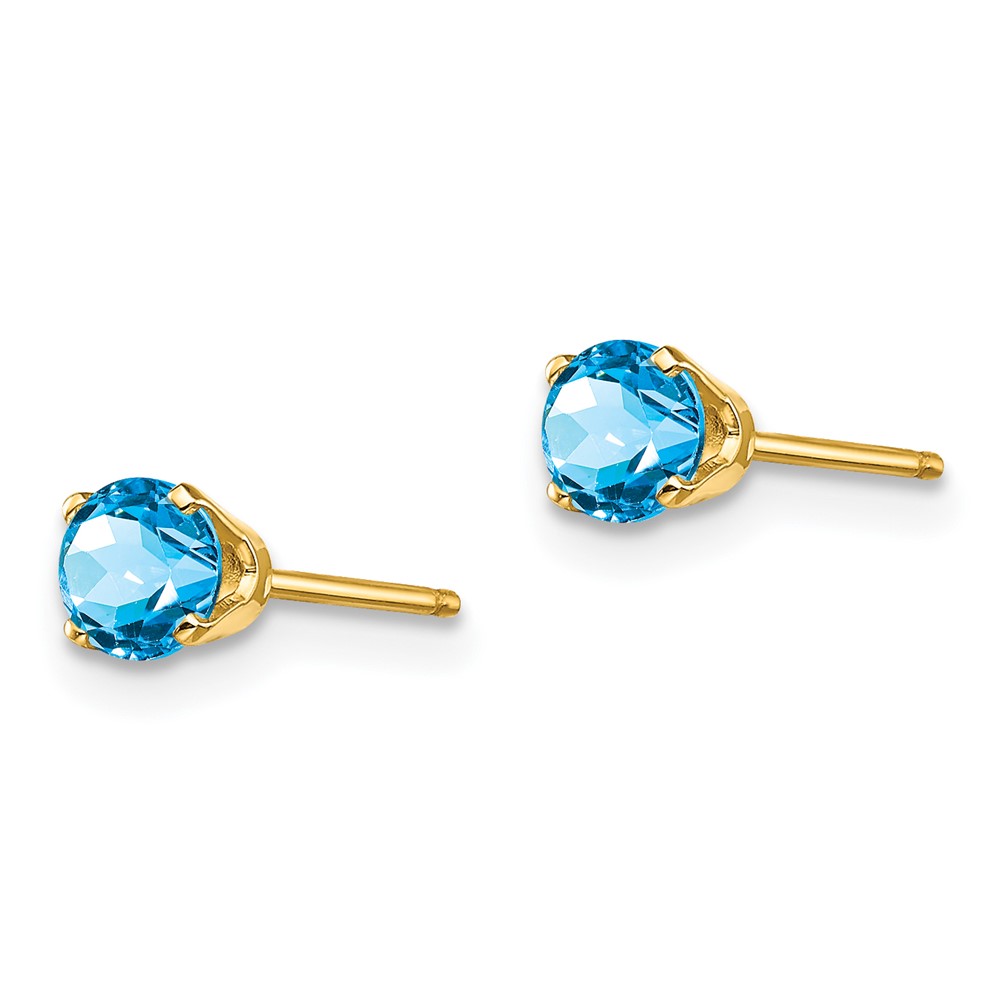 14k 4mm December/Blue Topaz Post Earrings (XBE60)