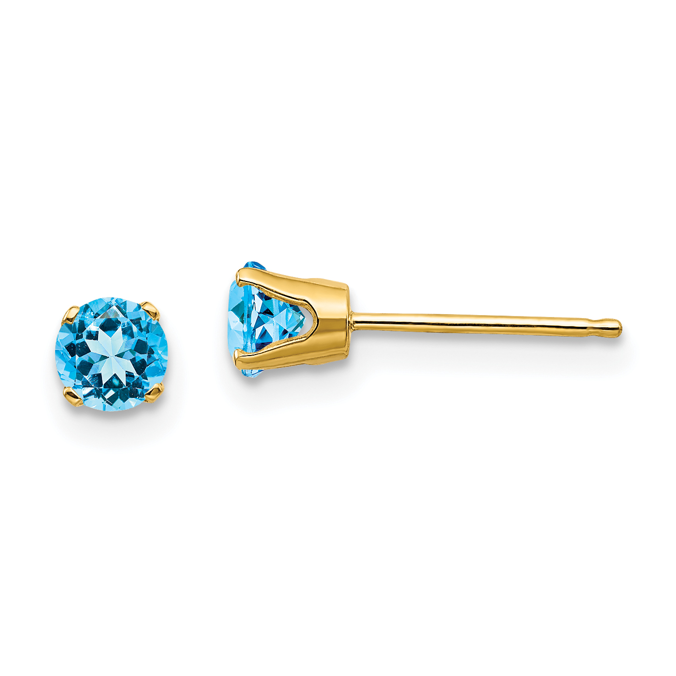 14k 4mm December/Blue Topaz Post Earrings (XBE60)