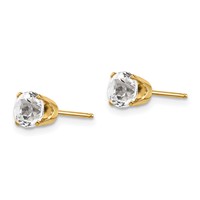 14K 5mm Round White Topaz Earrings - April view 2