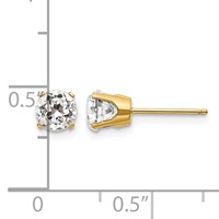 14K 5mm Round White Topaz Earrings - April view 4