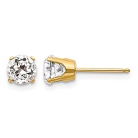 14K 5mm Round White Topaz Earrings - April view 1
