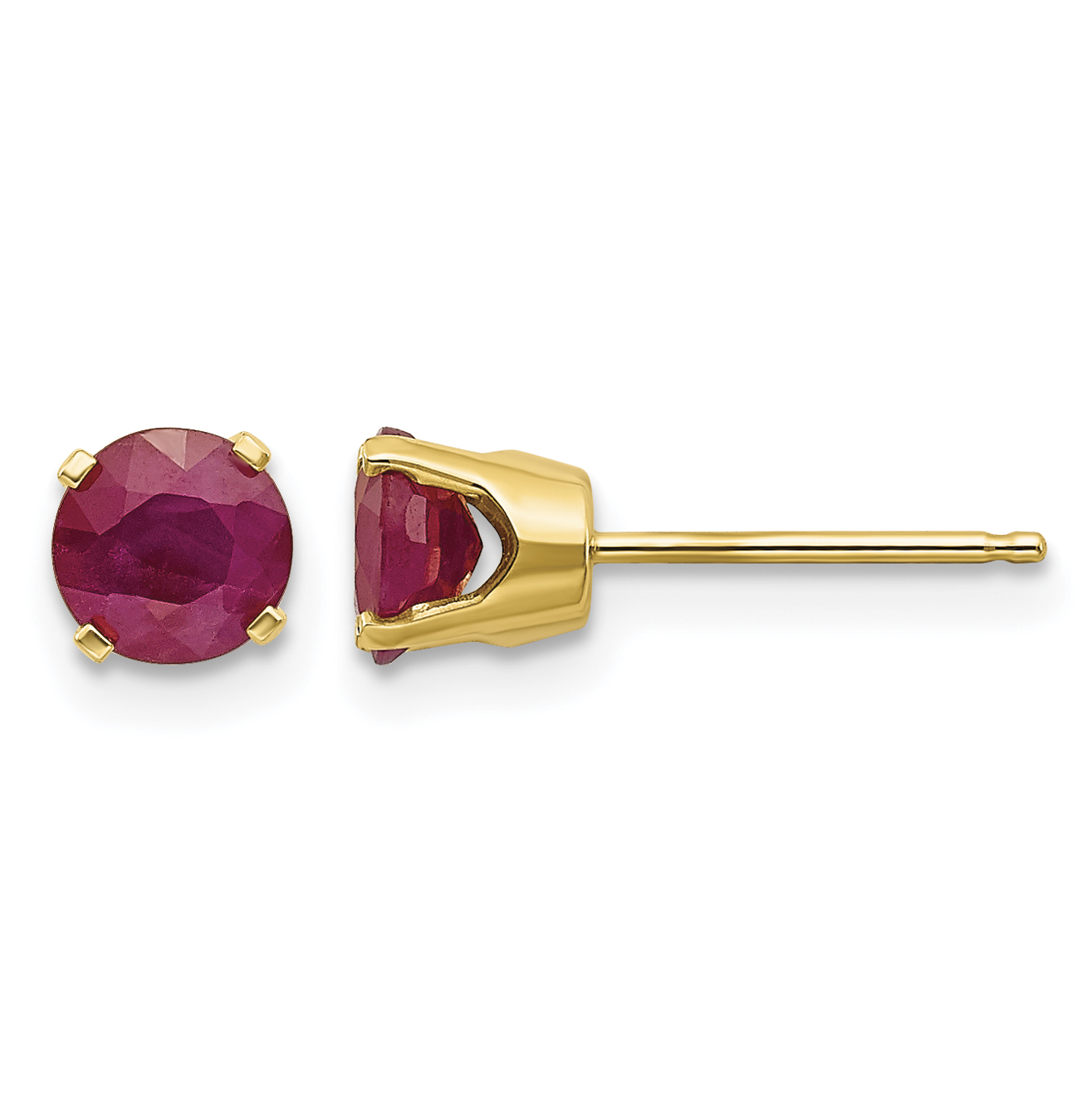 14k 5mm Ruby Post Stud Earrings (XBE67)