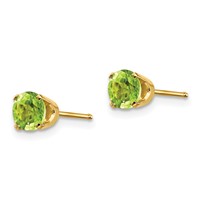 14K 5mm Yellow Gold Round Peridot Earrings - August view 2