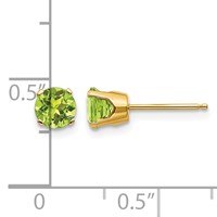 14K 5mm Yellow Gold Round Peridot Earrings - August view 4