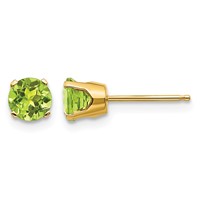 14K 5mm Yellow Gold Round Peridot Earrings - August view 1