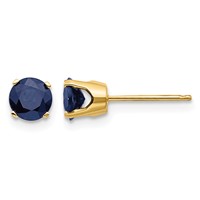 14K 5mm Yellow Gold Round Natural Sapphire Earrings - September view 1