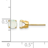 14K 5mm Yellow Gold Round Opal Earrings - October view 4