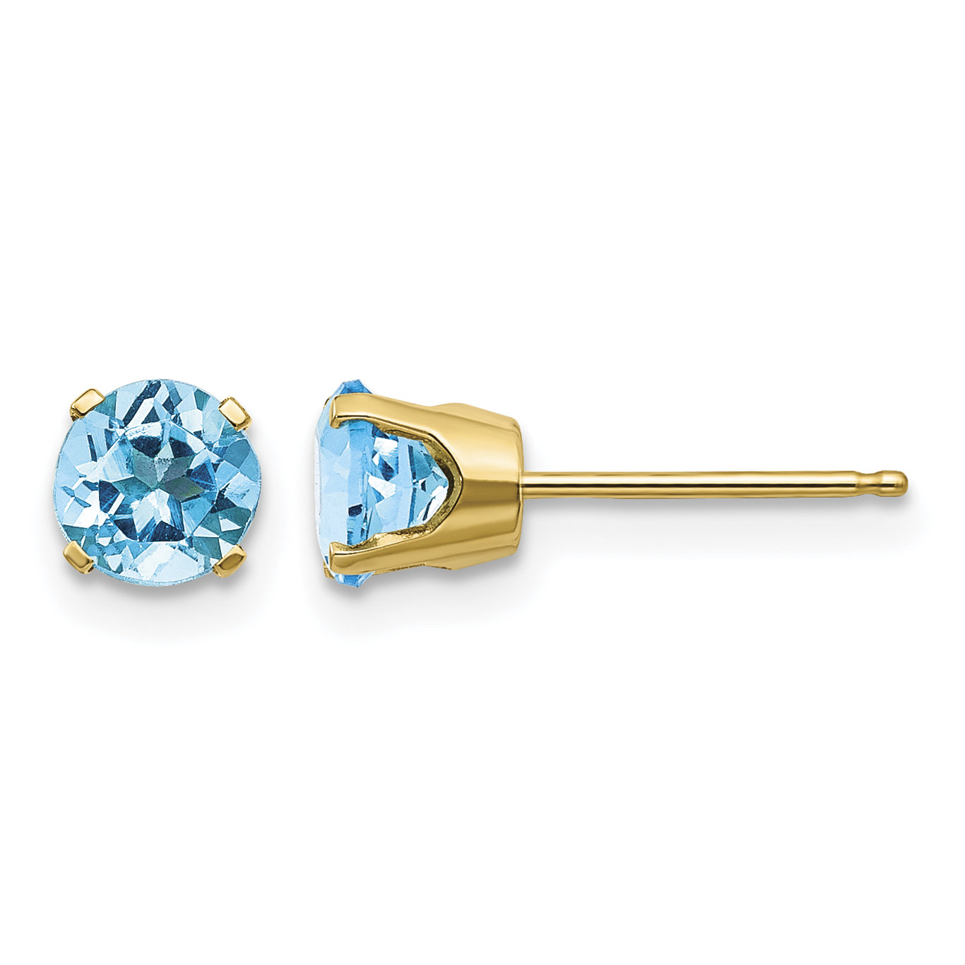14k 5mm Blue Topaz Earrings - December (XBE72)