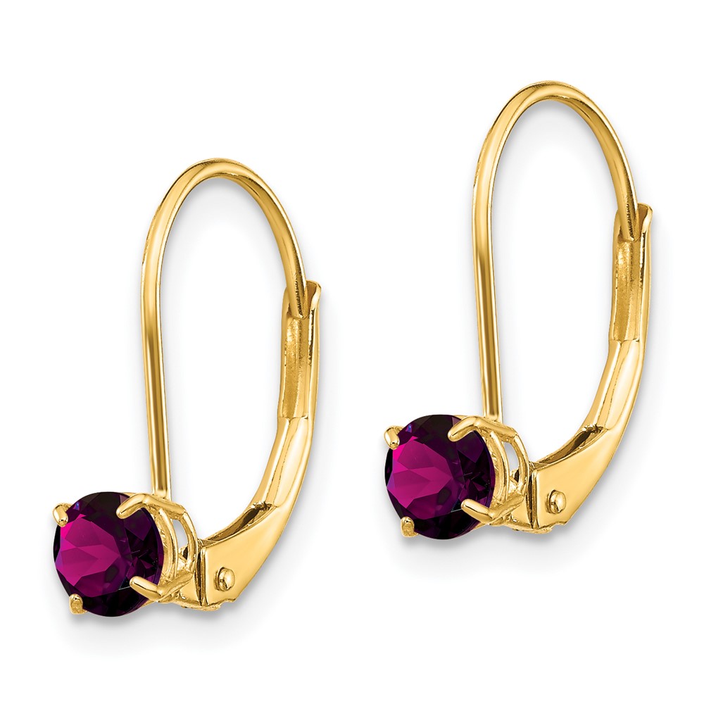 14k 4mm Round June/Rhodolite Leverback Earrings (XBE78)