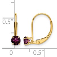 14K 4mm Yellow Gold Round June Rhodolite Garnet Leverback Earrings view 4