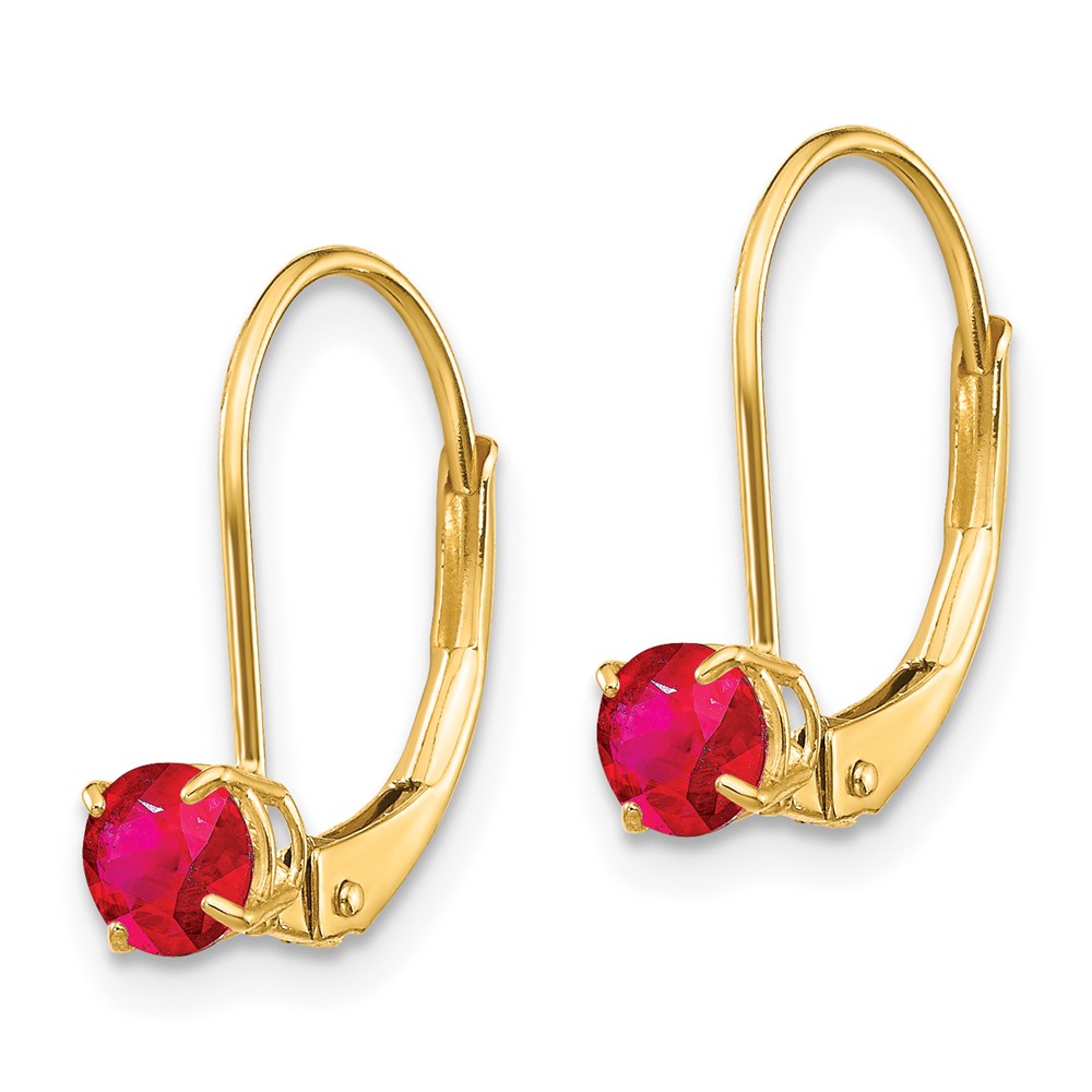 14k 4mm Round July/Ruby Leverback Earrings (XBE79)
