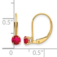 14K 4mm Yellow Gold Round July Ruby Leverback Earrings view 4