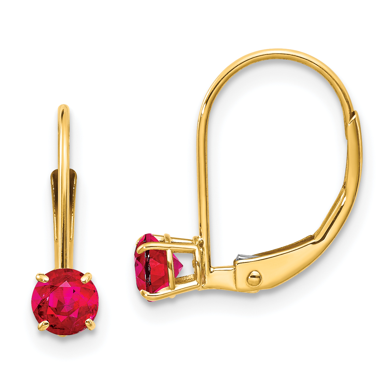 14k 4mm Round July/Ruby Leverback Earrings (XBE79)