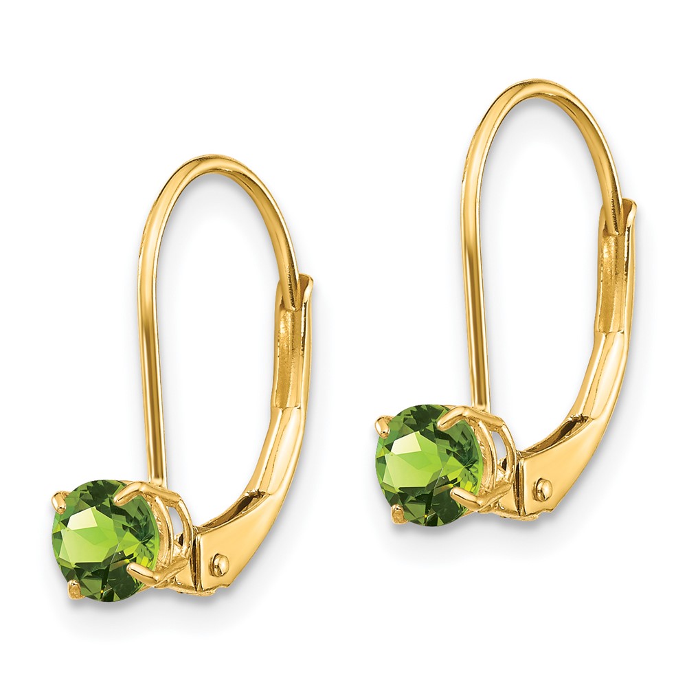 14k 4mm Round August/Peridot Leverback Earrings (XBE80)