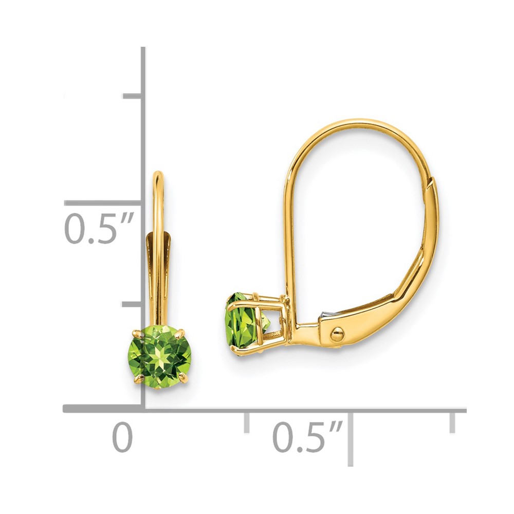 14k 4mm Round August/Peridot Leverback Earrings (XBE80)
