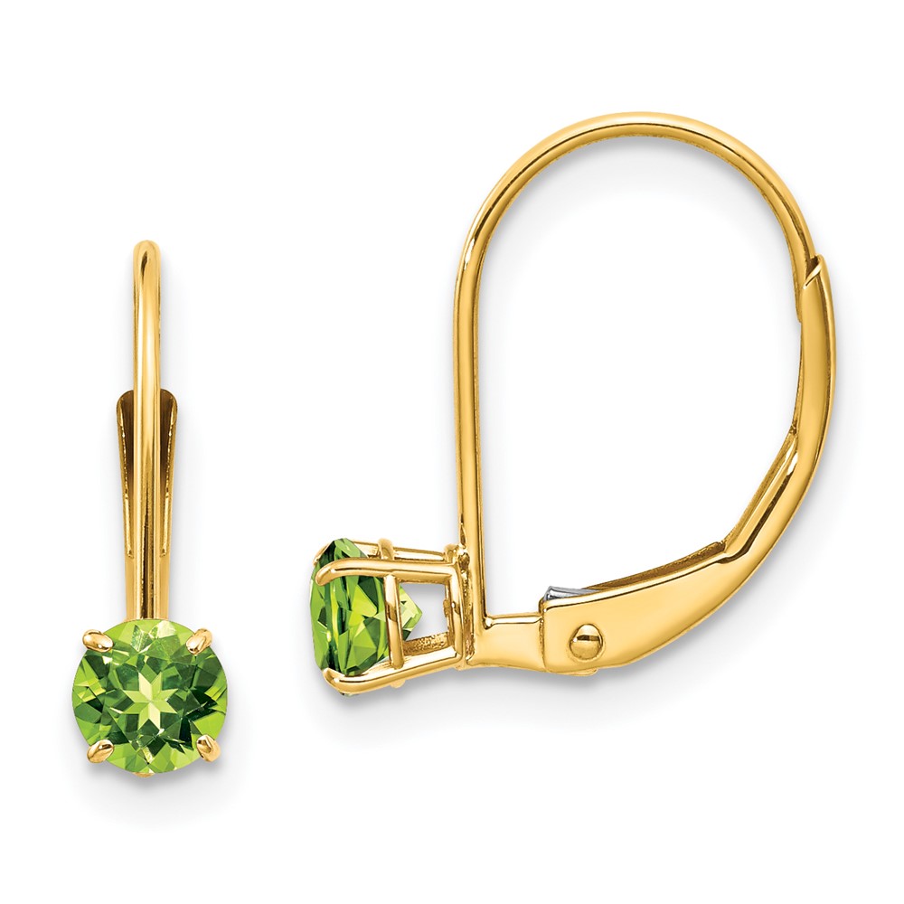14k 4mm Round August/Peridot Leverback Earrings (XBE80)