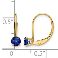 14K 4mm Yellow Gold Round September Sapphire Leverback Earrings view 4