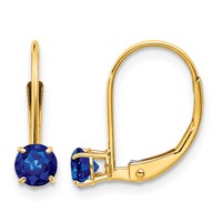 14K 4mm Yellow Gold Round September Sapphire Leverback Earrings view 1
