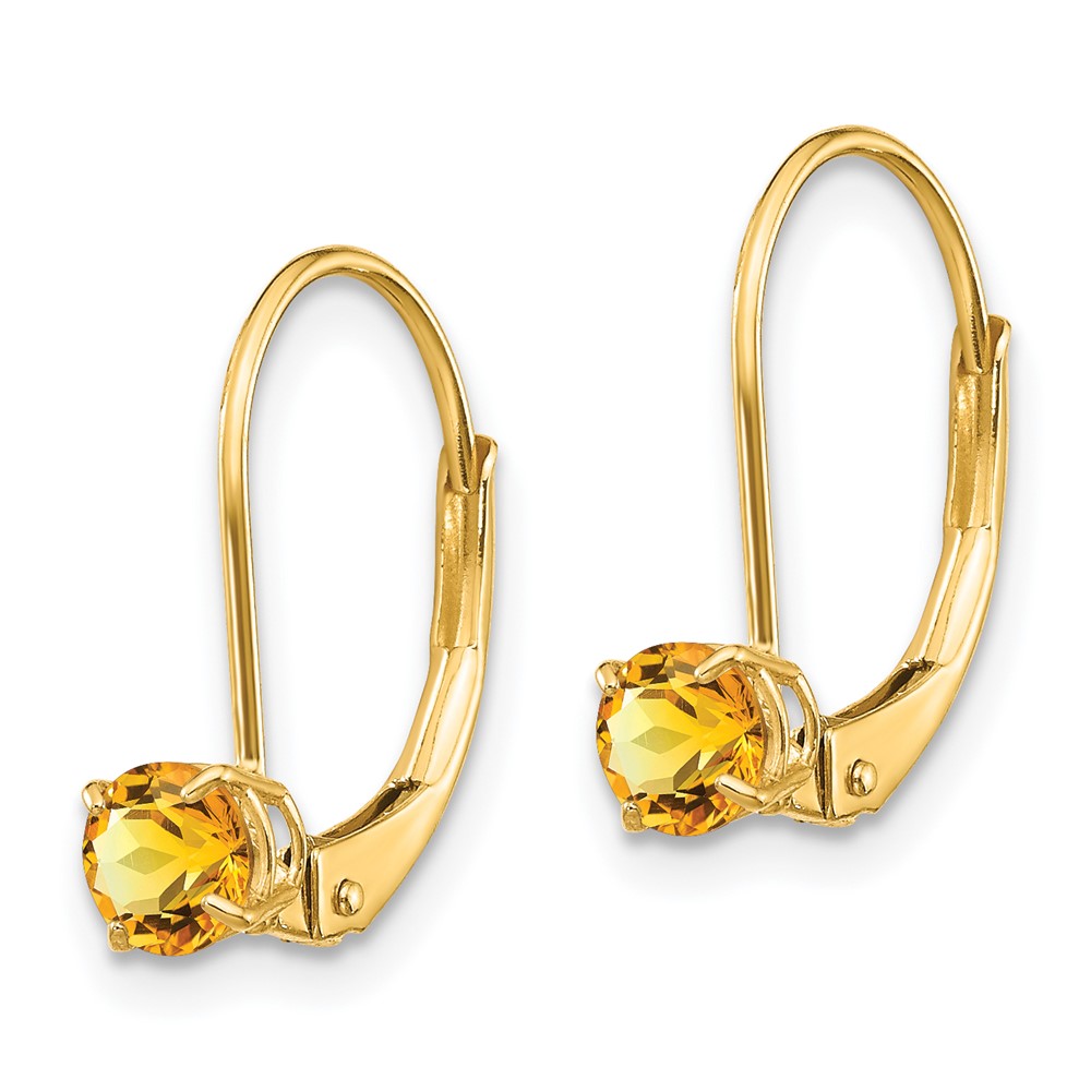 14k 4mm Round November/Citrine Leverback Earrings (XBE83)
