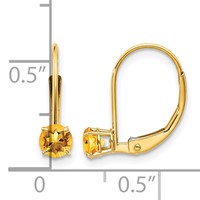 14K 4mm Yellow Gold Round November Citrine Leverback Earrings view 4