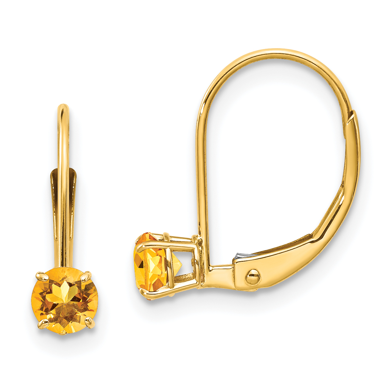 14k 4mm Round November/Citrine Leverback Earrings (XBE83)