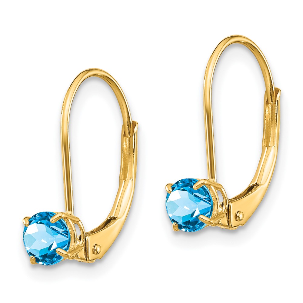 14k 4mm Round December/Blue Topaz Leverback Earrings (XBE84)