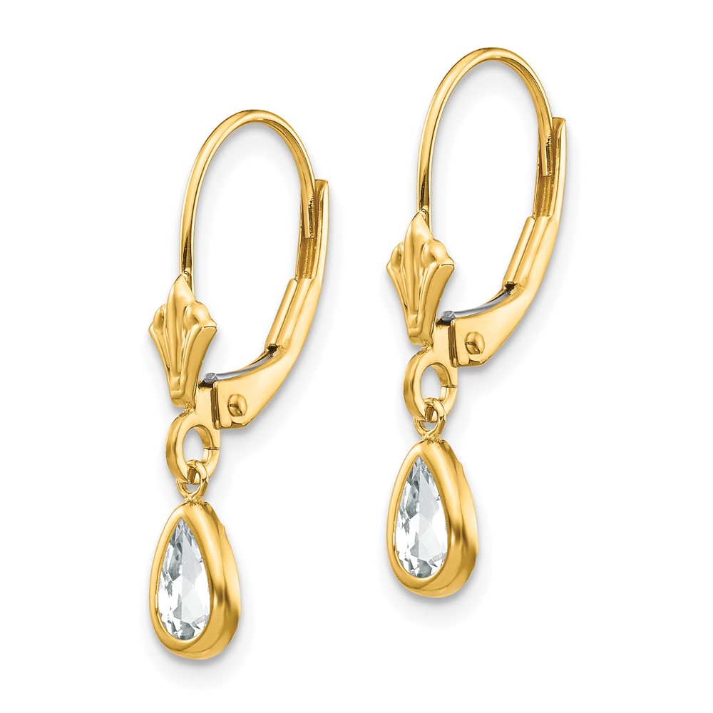 14k 6x4mm April White Topaz Earrings (XBE88)