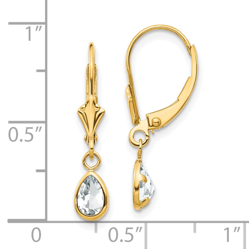 14k 6x4mm April White Topaz Earrings (XBE88)