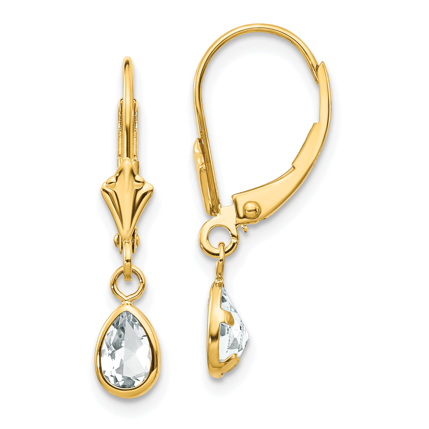 14k 6x4mm April White Topaz Earrings (XBE88)