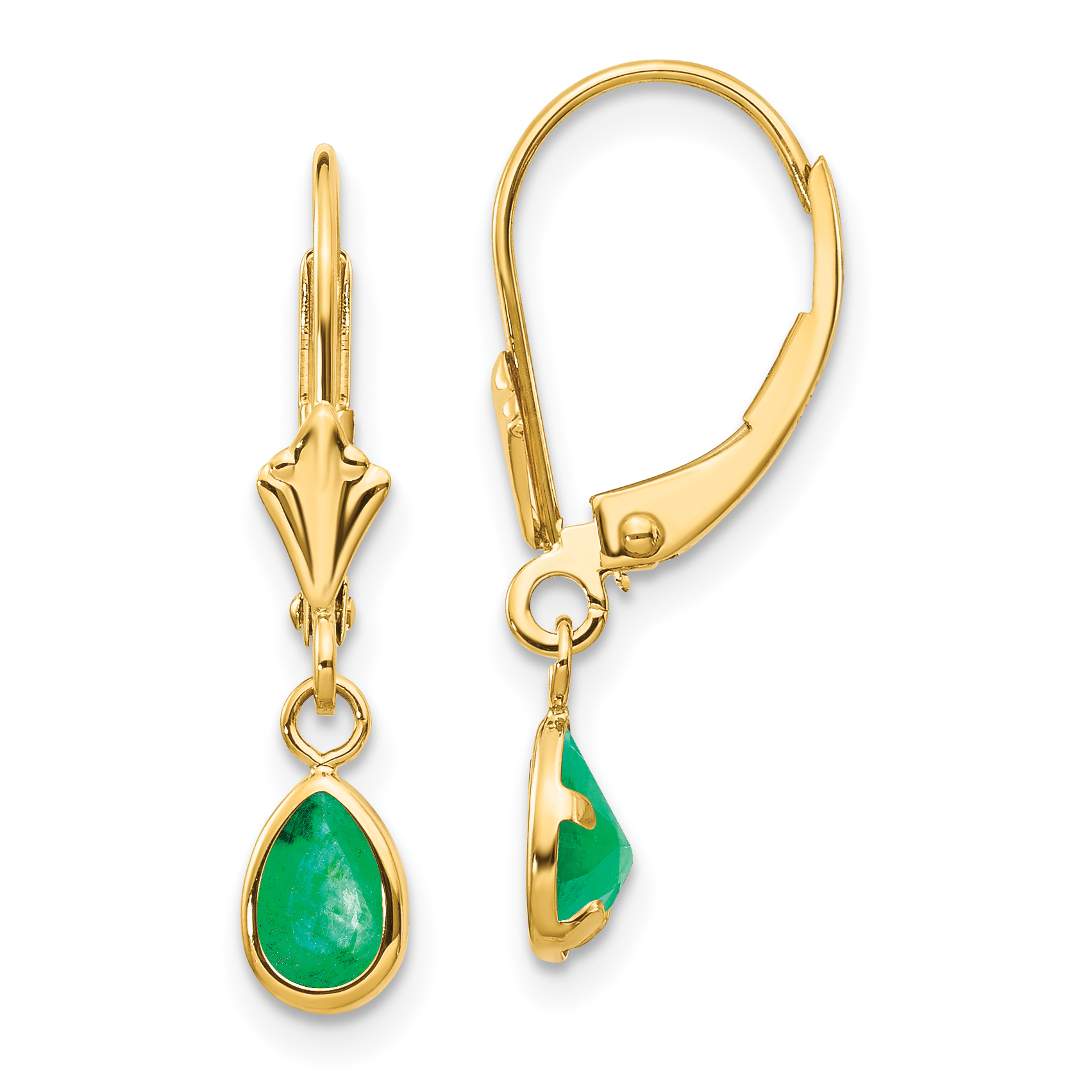 14k 6x4mm Emerald/May Earrings (XBE89)