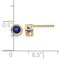 14K 4mm Yellow Gold Round Bezel September Sapphire Post Earrings view 4