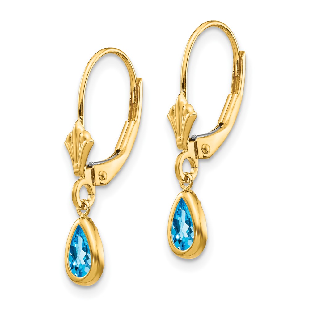 14k 6x4mm December/Blue Topaz Earrings (XBE96)