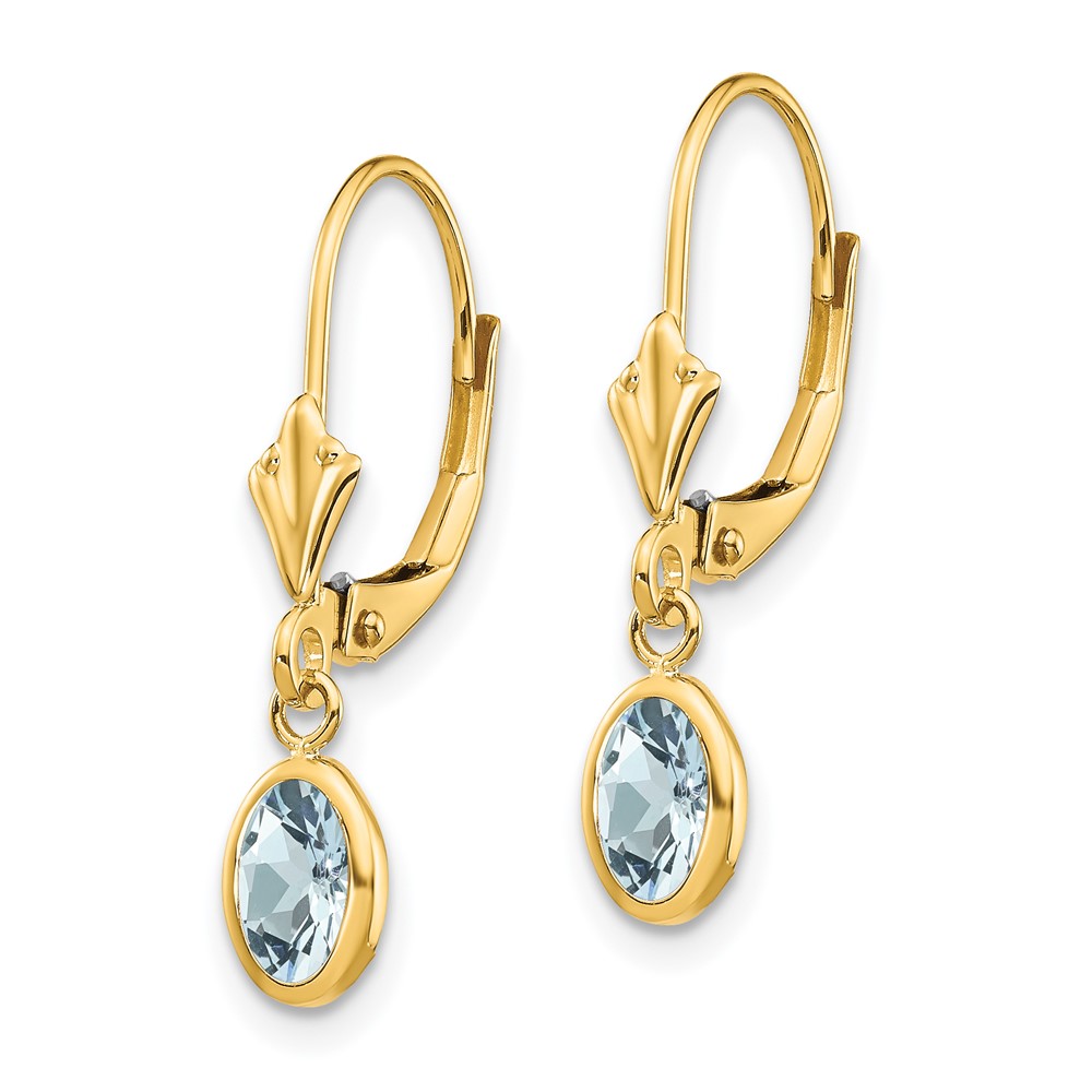 14k 6x4mm Aquamarine/March Earrings (XBE99)