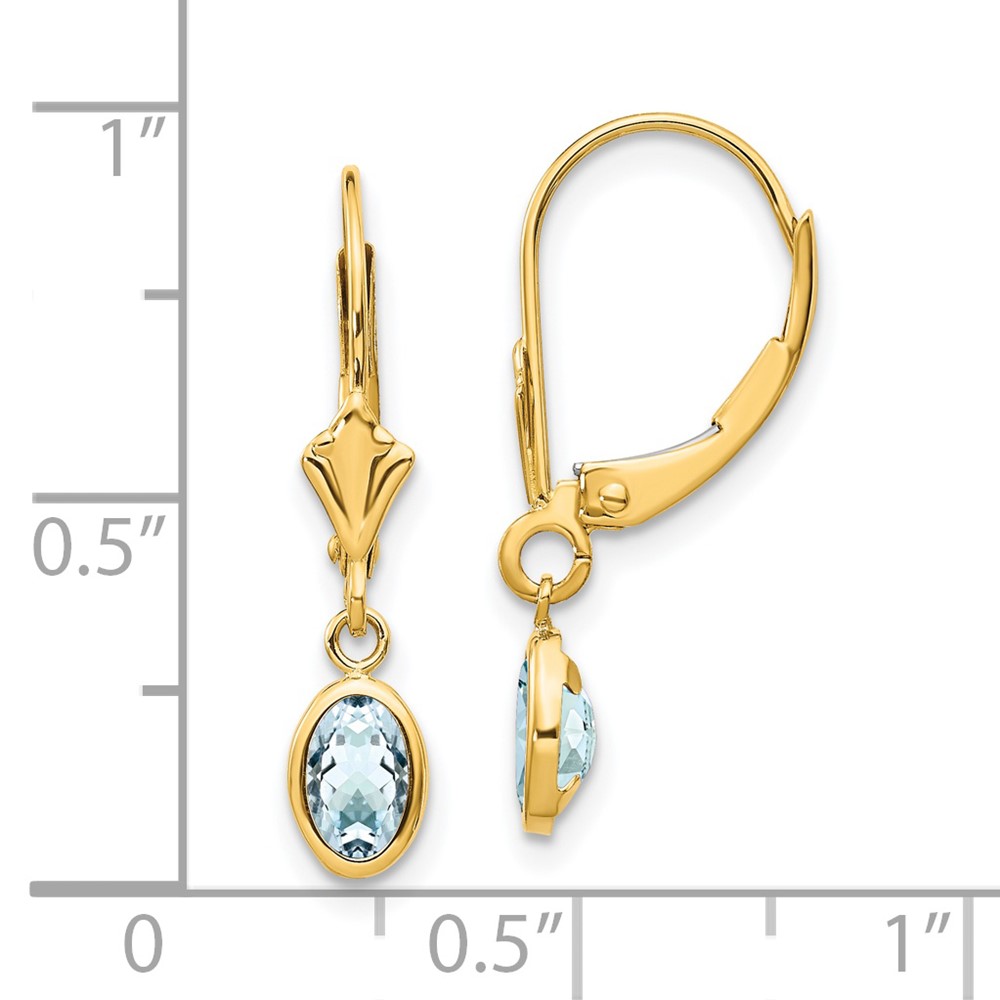 14k 6x4mm Aquamarine/March Earrings (XBE99)