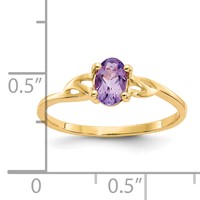 14K Yellow Gold 6x 4 Oval Amethyst Birthstone Ring view 2
