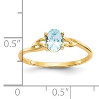 14K Yellow Gold 6x 4 Oval Aquamarine Birthstone Ring view 2