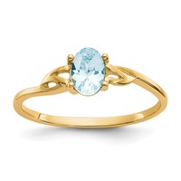 14K Yellow Gold 6x 4 Oval Aquamarine Birthstone Ring view 1