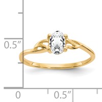 14K Yellow Gold 6x 4 Oval White Topaz Birthstone Ring view 2