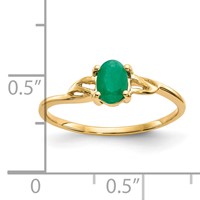 14K Yellow Gold 6x4 Oval Emerald Birthstone Ring view 2