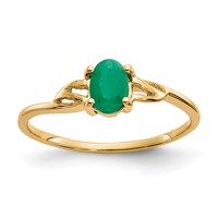 14K Yellow Gold 6x4 Oval Emerald Birthstone Ring view 1