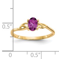 14K Yellow Gold 6x 4 Oval Rhodolite Garnet Birthstone Ring view 2