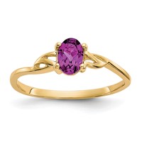 14K Yellow Gold 6x 4 Oval Rhodolite Garnet Birthstone Ring view 1