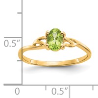 14K Yellow Gold 6x4 Oval Peridot Birthstone Ring view 2