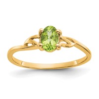 14K Yellow Gold 6x4 Oval Peridot Birthstone Ring view 1