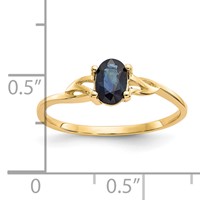 14K Yellow Gold 6x 4 Oval Sapphire Birthstone Ring view 2