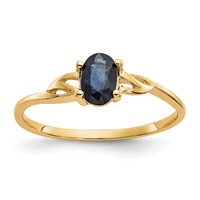 14K Yellow Gold 6x 4 Oval Sapphire Birthstone Ring view 1