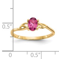 14K Yellow Gold 6x 4 Oval Pink Tourmaline Birthstone Ring view 2