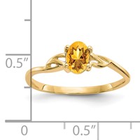 14K Yellow Gold 6x4 Oval Citrine Birthstone Ring view 2